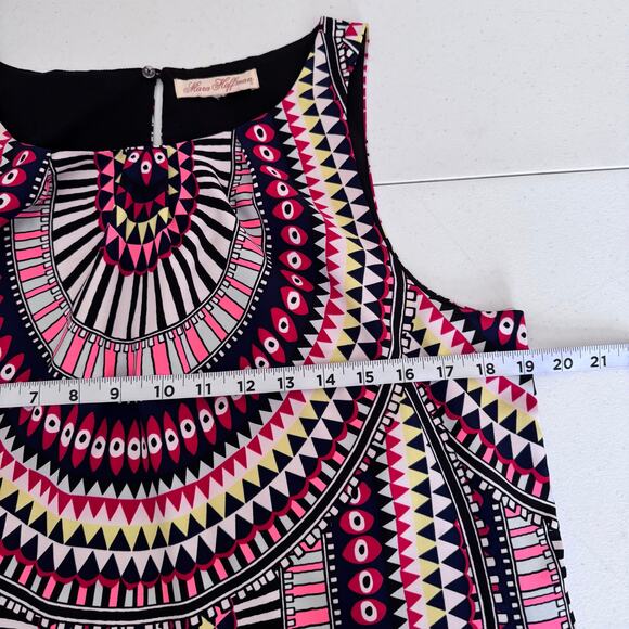 Mara Hoffman El Mundo Navy Pleat Front Shift Dress Women's Small Multicolor Mod - Picture 8 of 11